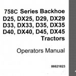 Case IH 785C Series Backhoe for D25 DX25 D29 DX29 D33 DX33 D35 DX35 D40 DX40 D45 DX45 Tractors Operator’s Manual Instant Download (Publication No.86621823)